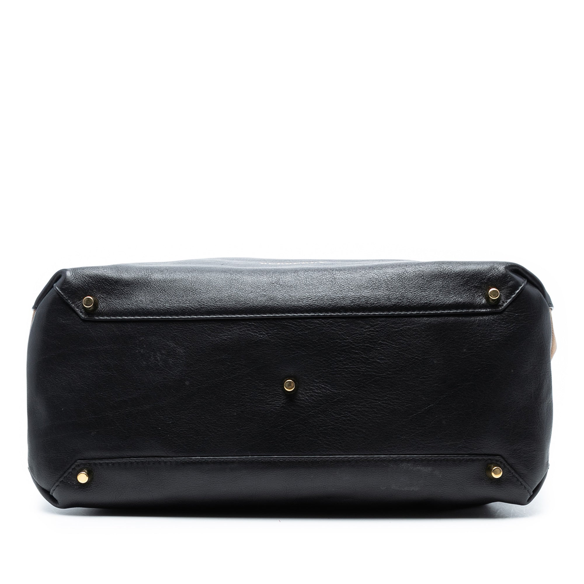 Medium Leather and House Check Banner Satchel