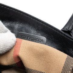 Medium Leather and House Check Banner Satchel