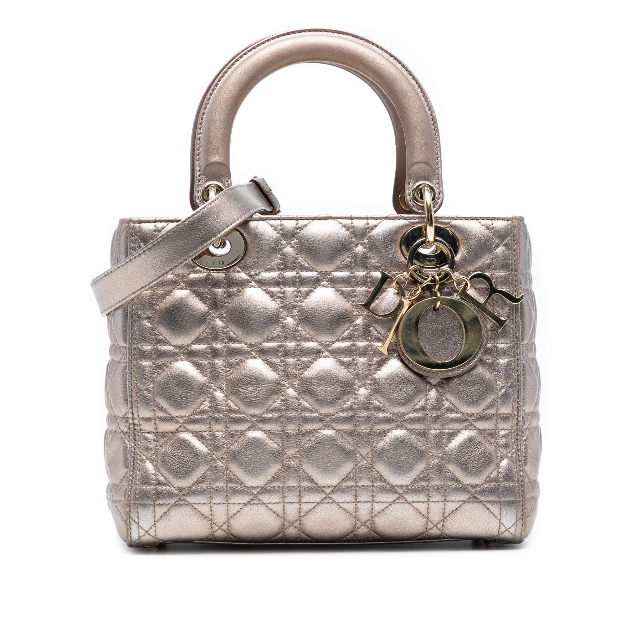 Medium Metallic Lambskin Cannage Lady Dior