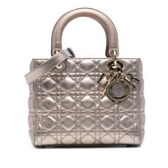 Medium Metallic Lambskin Cannage Lady Dior