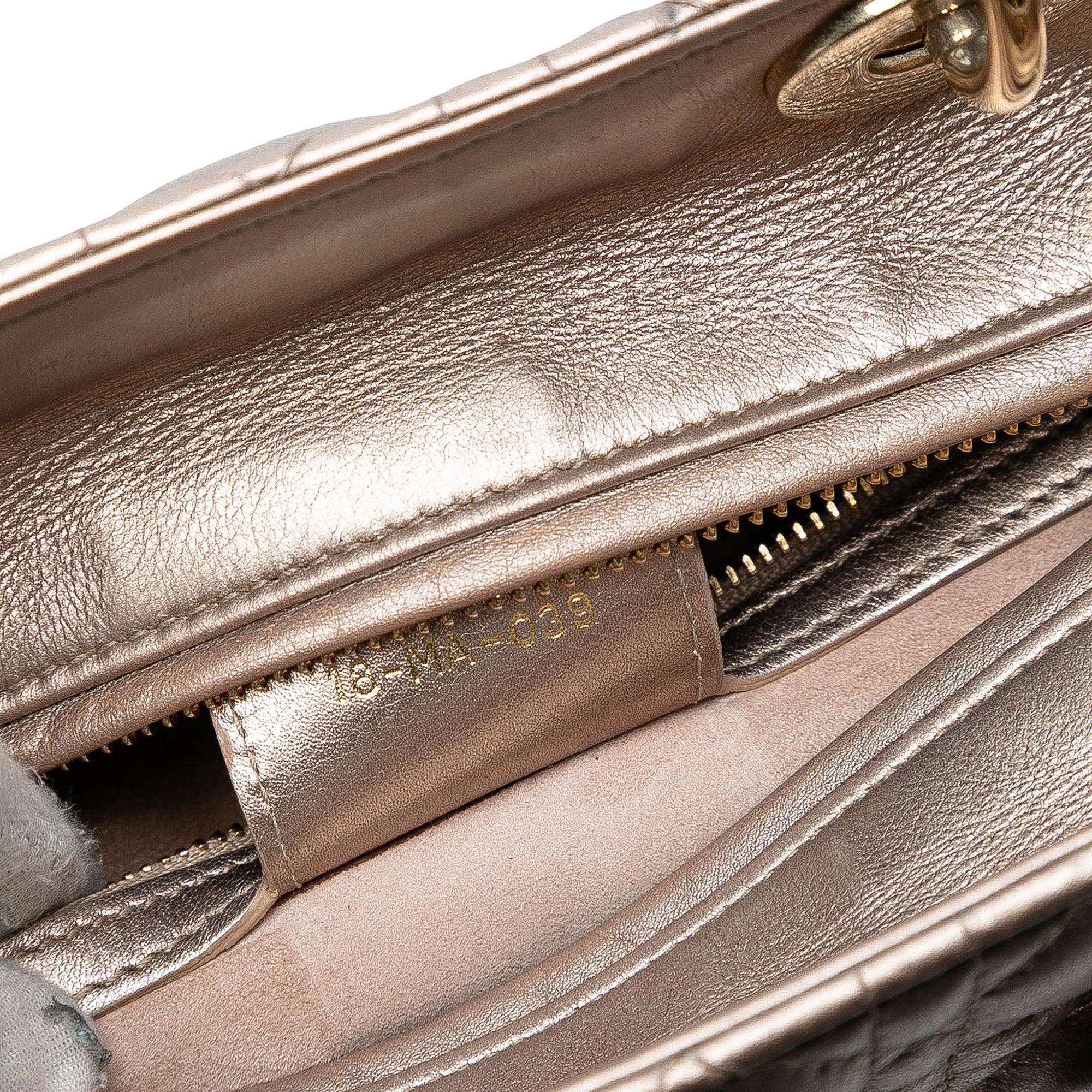 Medium Metallic Lambskin Cannage Lady Dior