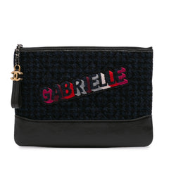 Quilted Tweed and Calfskin Embroidered Gabrielle Clutch
