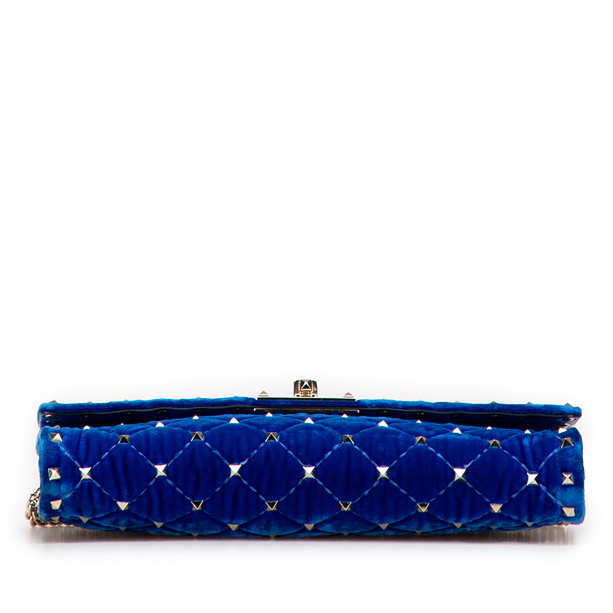 Quilted Velvet Rockstud Spike Wallet on Chain