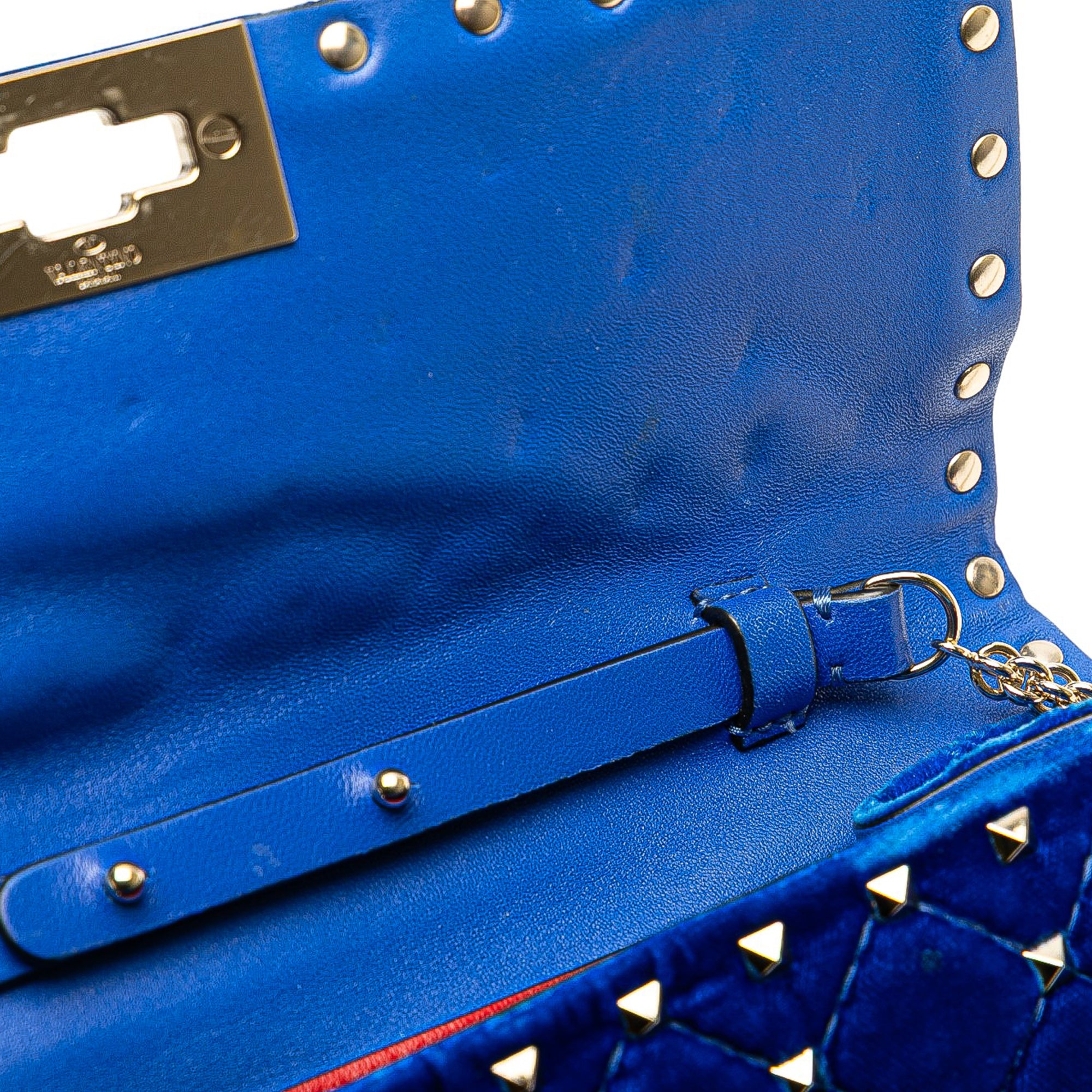 Quilted Velvet Rockstud Spike Wallet on Chain