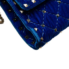 Quilted Velvet Rockstud Spike Wallet on Chain