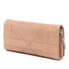 Metallic Grained Calfskin Diorama Wallet on Chain