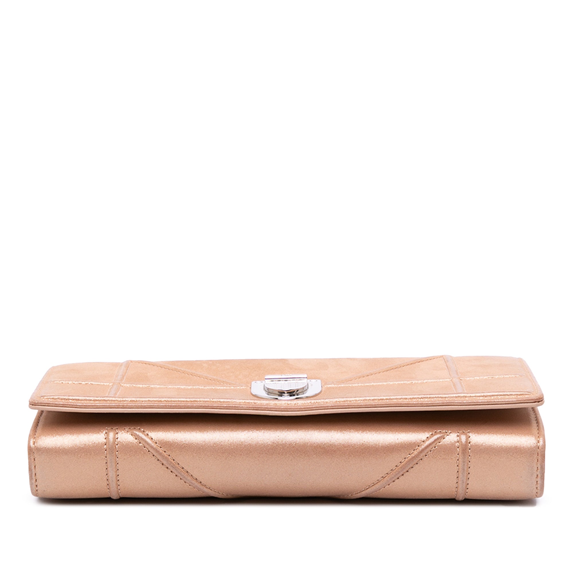 Metallic Grained Calfskin Diorama Wallet on Chain