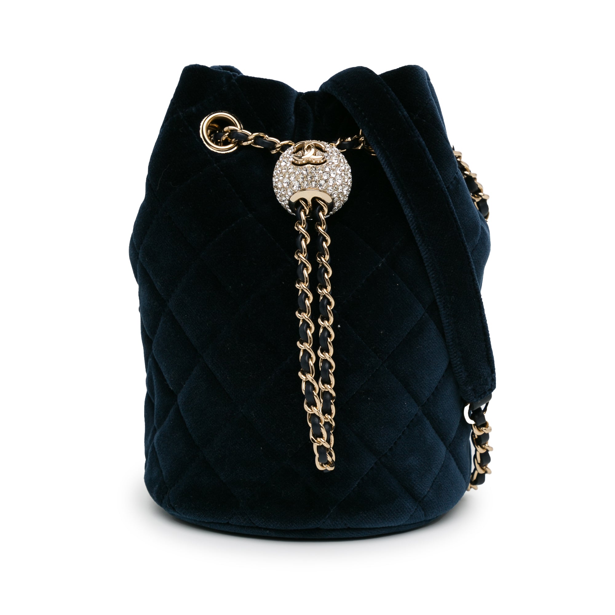 Velvet Crystal Pearl Crush Bucket Bag_0