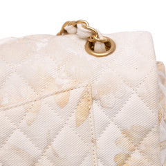 Medium Classic Printed Denim Floral Double Flap