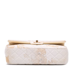 Medium Classic Printed Denim Floral Double Flap