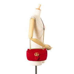 Small GG Marmont Matelasse Velvet Flap Crossbody