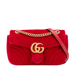 Small GG Marmont Matelasse Velvet Flap Crossbody