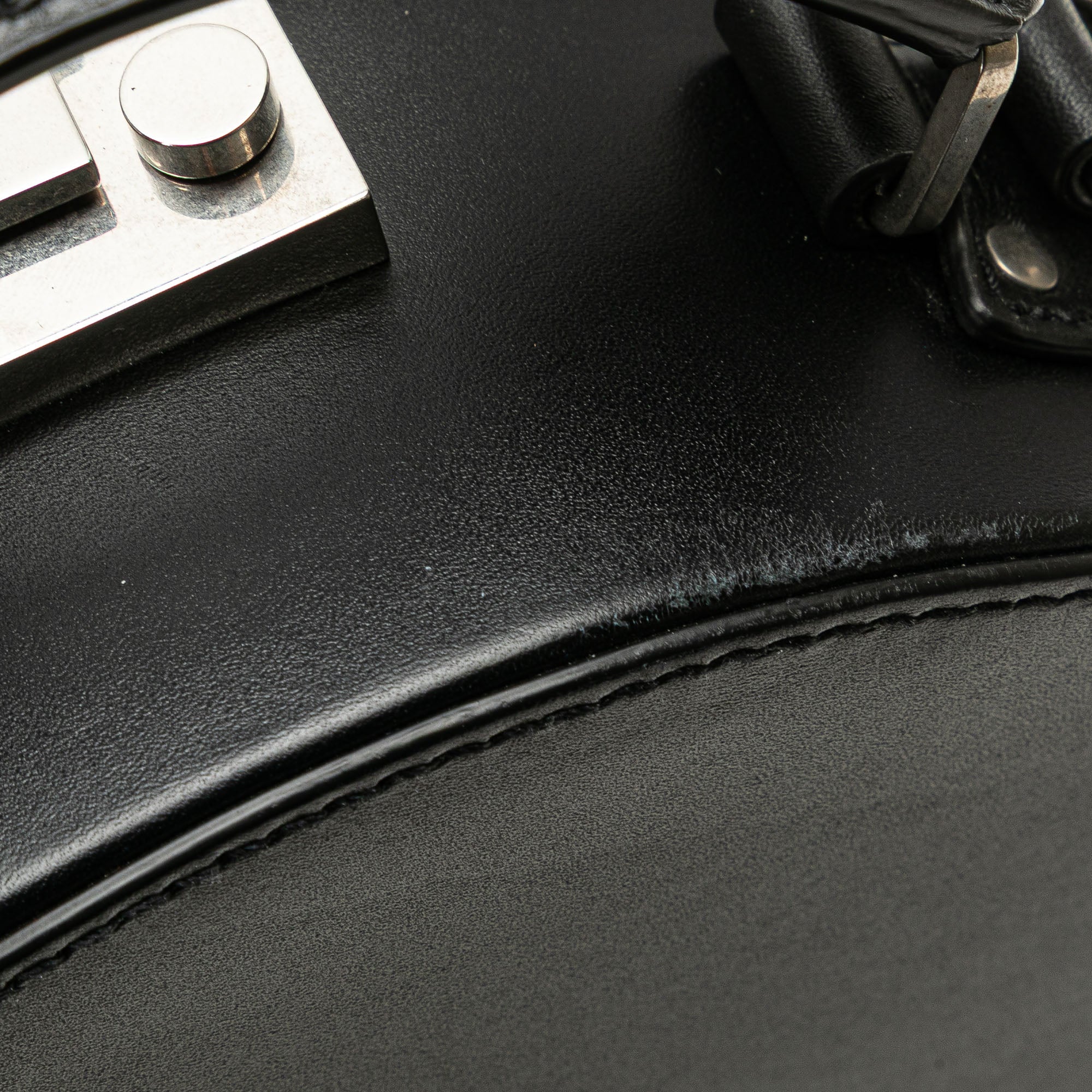 Small Leather Mica Hatbox Satchel