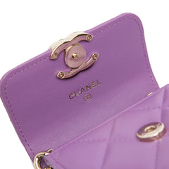 CC Quilted Lambskin Coco Card Holder on Chain