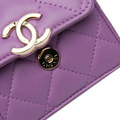 CC Quilted Lambskin Coco Card Holder on Chain