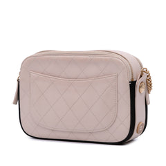 Calfskin Grosgrain Stitched Button Up Camera Case