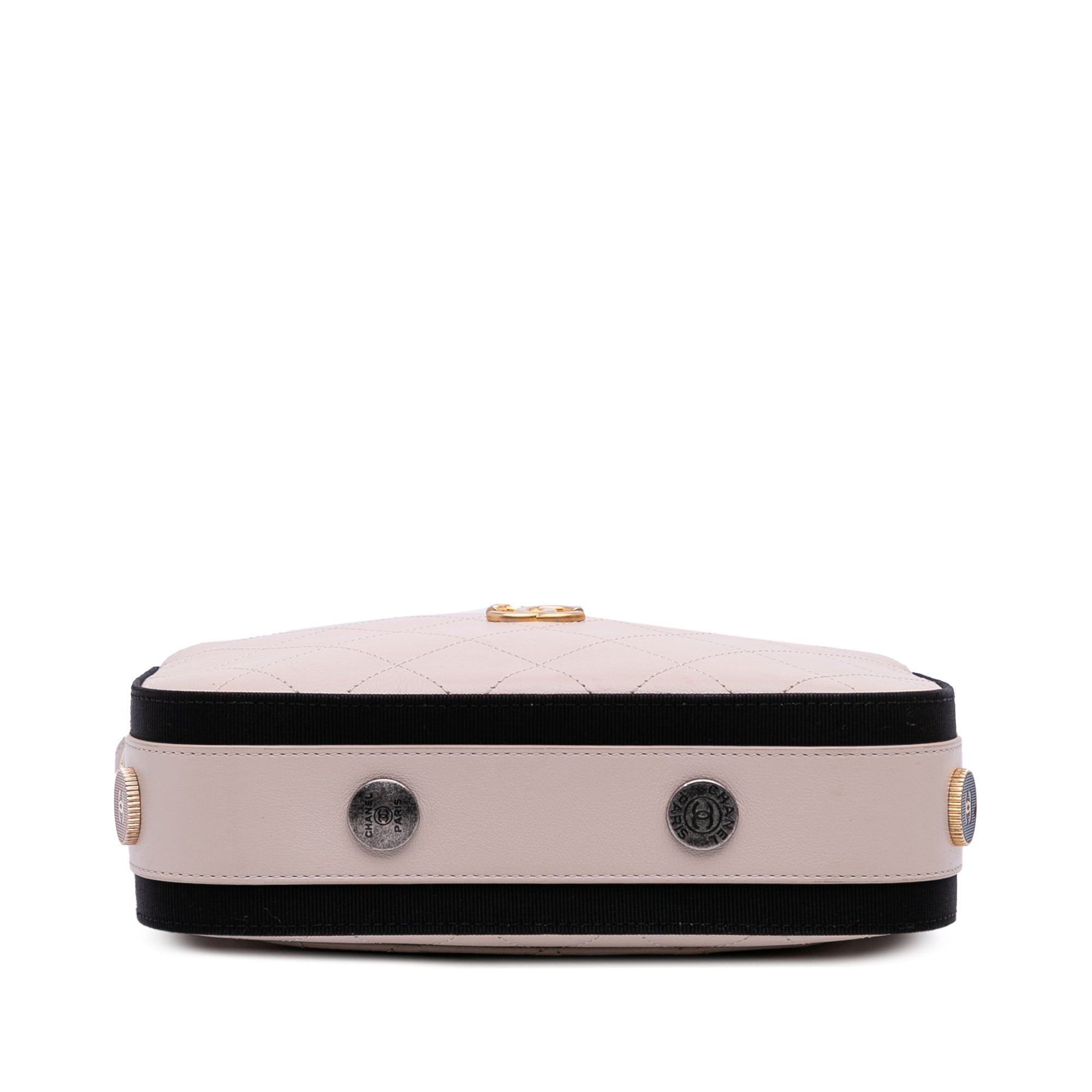 Calfskin Grosgrain Stitched Button Up Camera Case