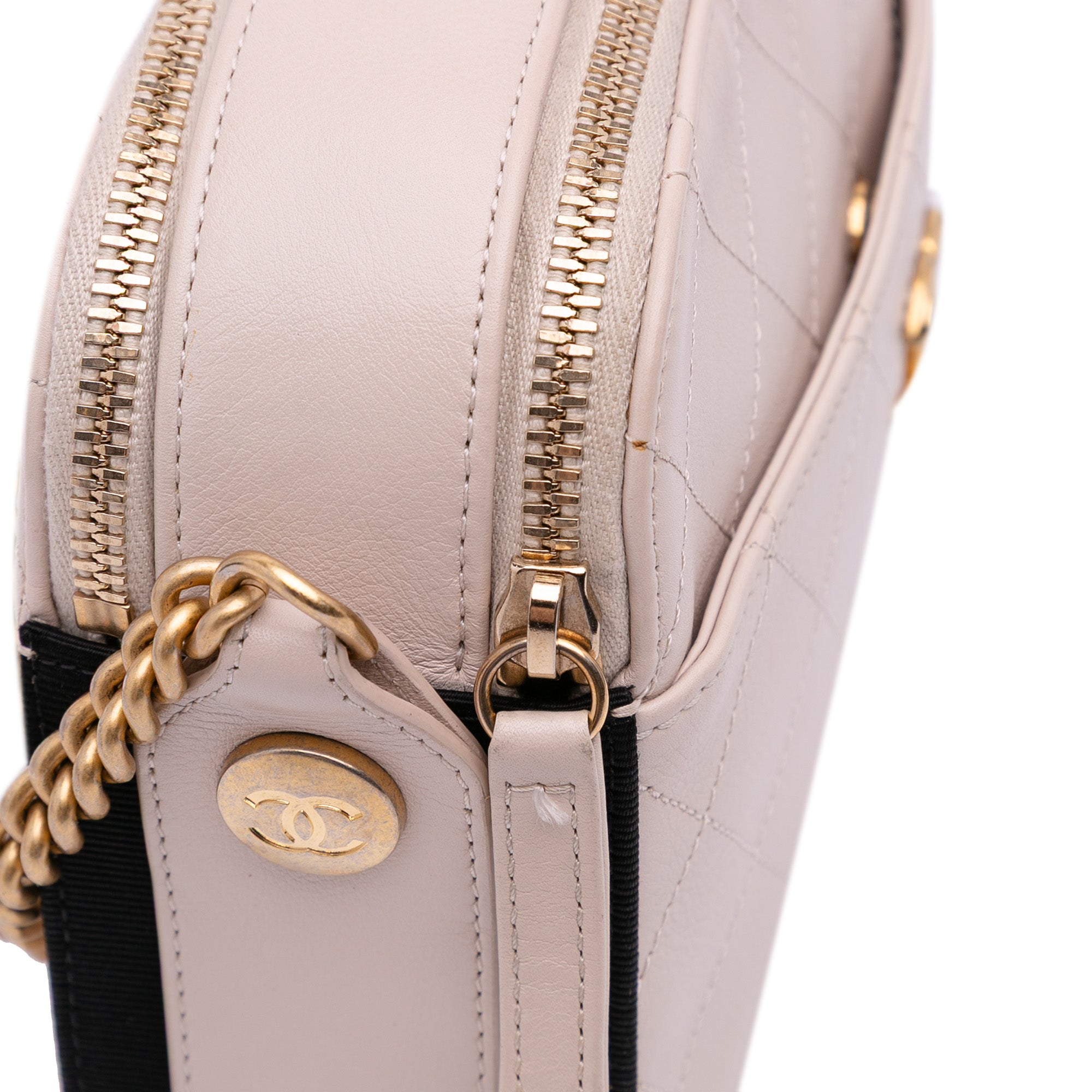 Calfskin Grosgrain Stitched Button Up Camera Case