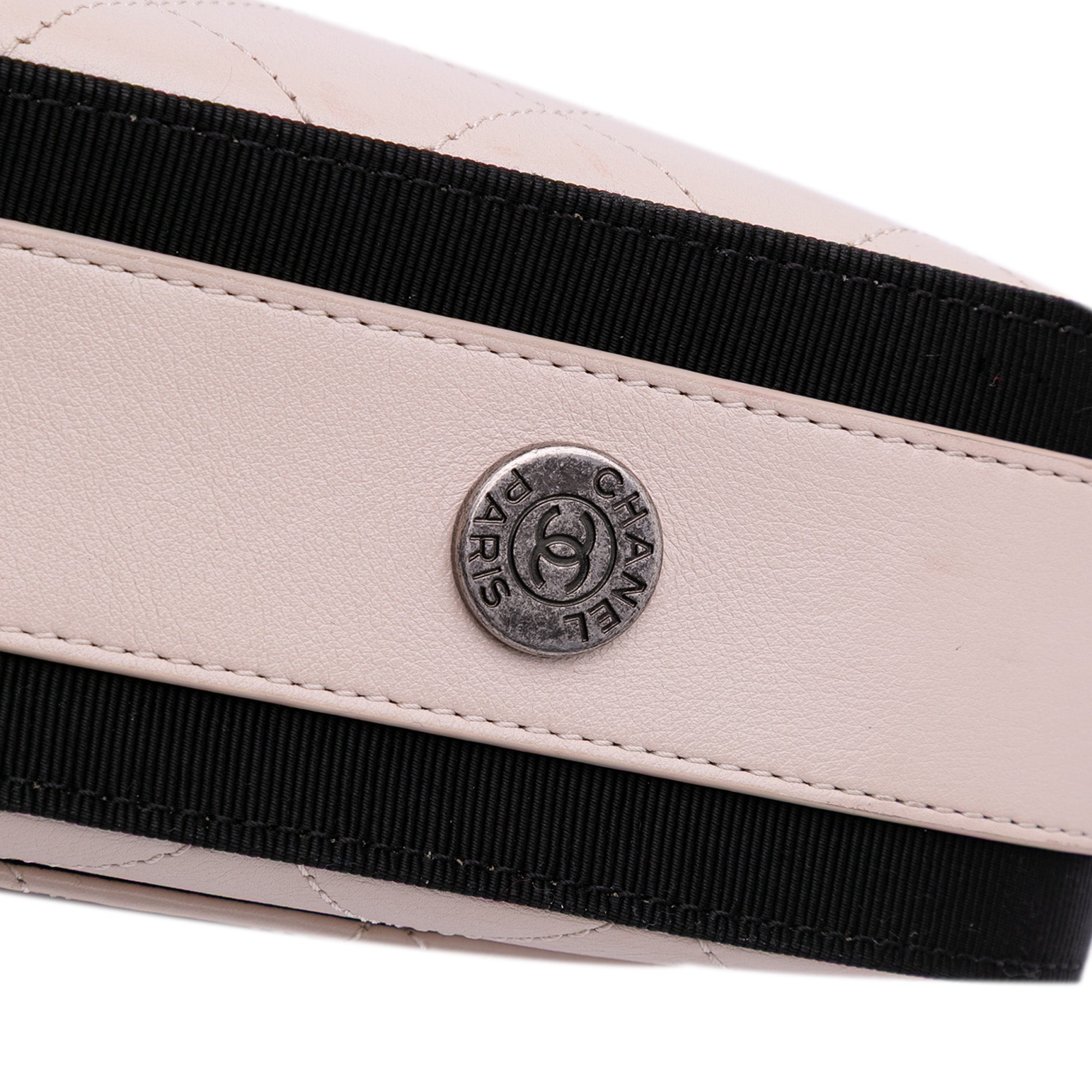 Calfskin Grosgrain Stitched Button Up Camera Case