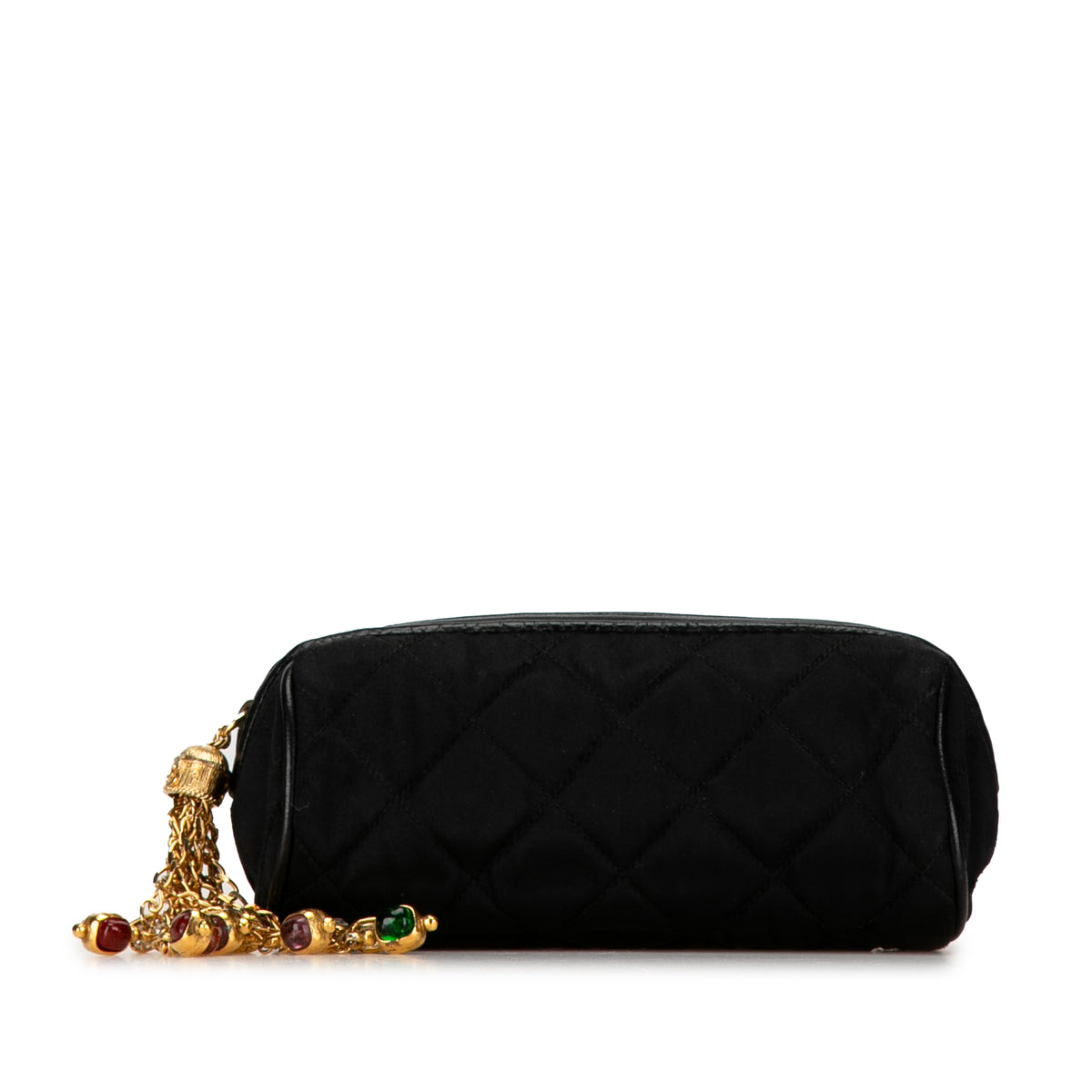 Quilted Satin Gripoix Tassel Clutch_0