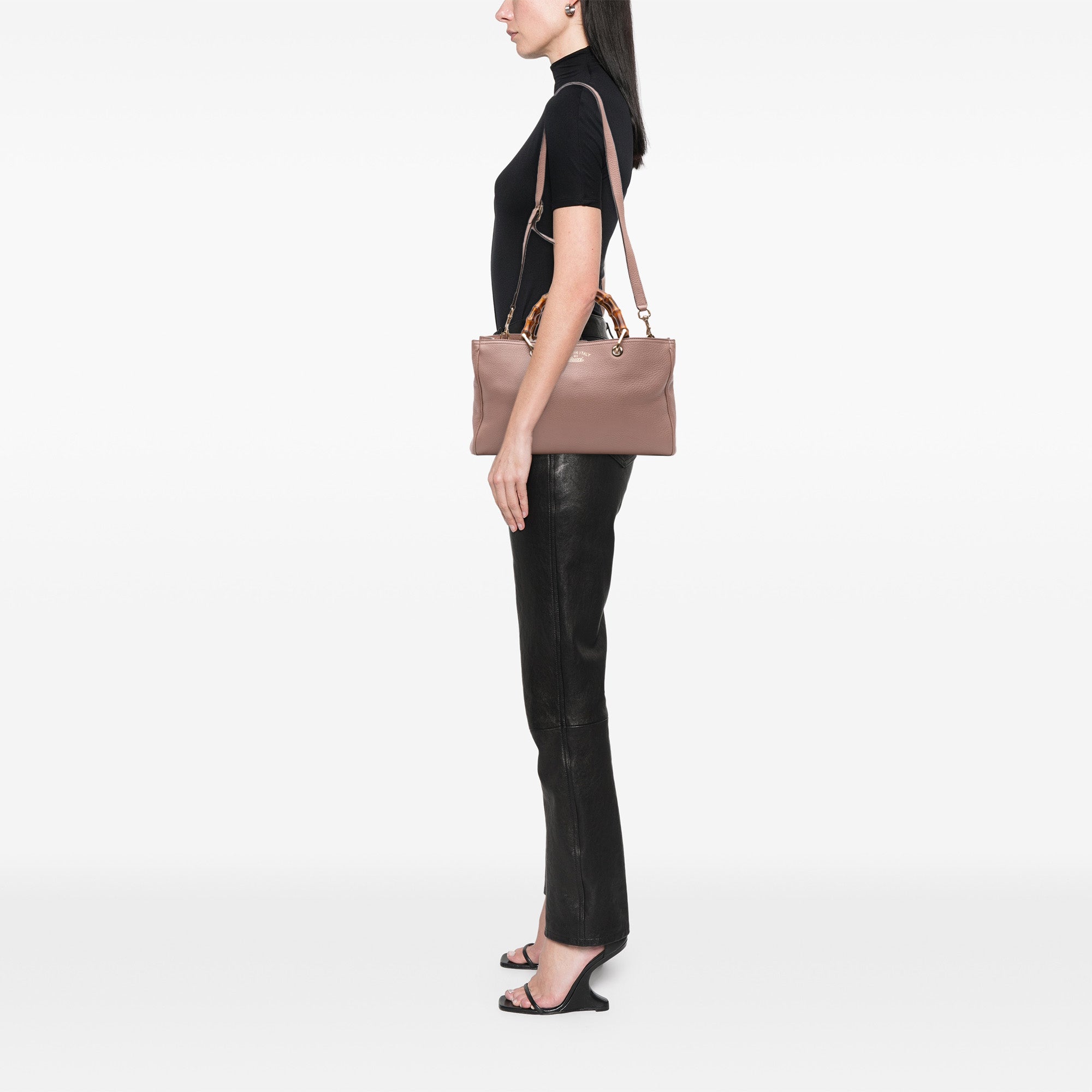 Medium Calfskin Bamboo Shopper Satchel