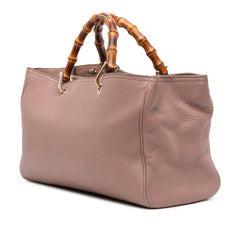 Medium Calfskin Bamboo Shopper Satchel