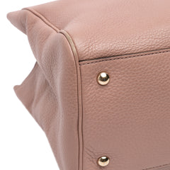 Medium Calfskin Bamboo Shopper Satchel