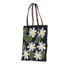 Denim Floral Applique Tote
