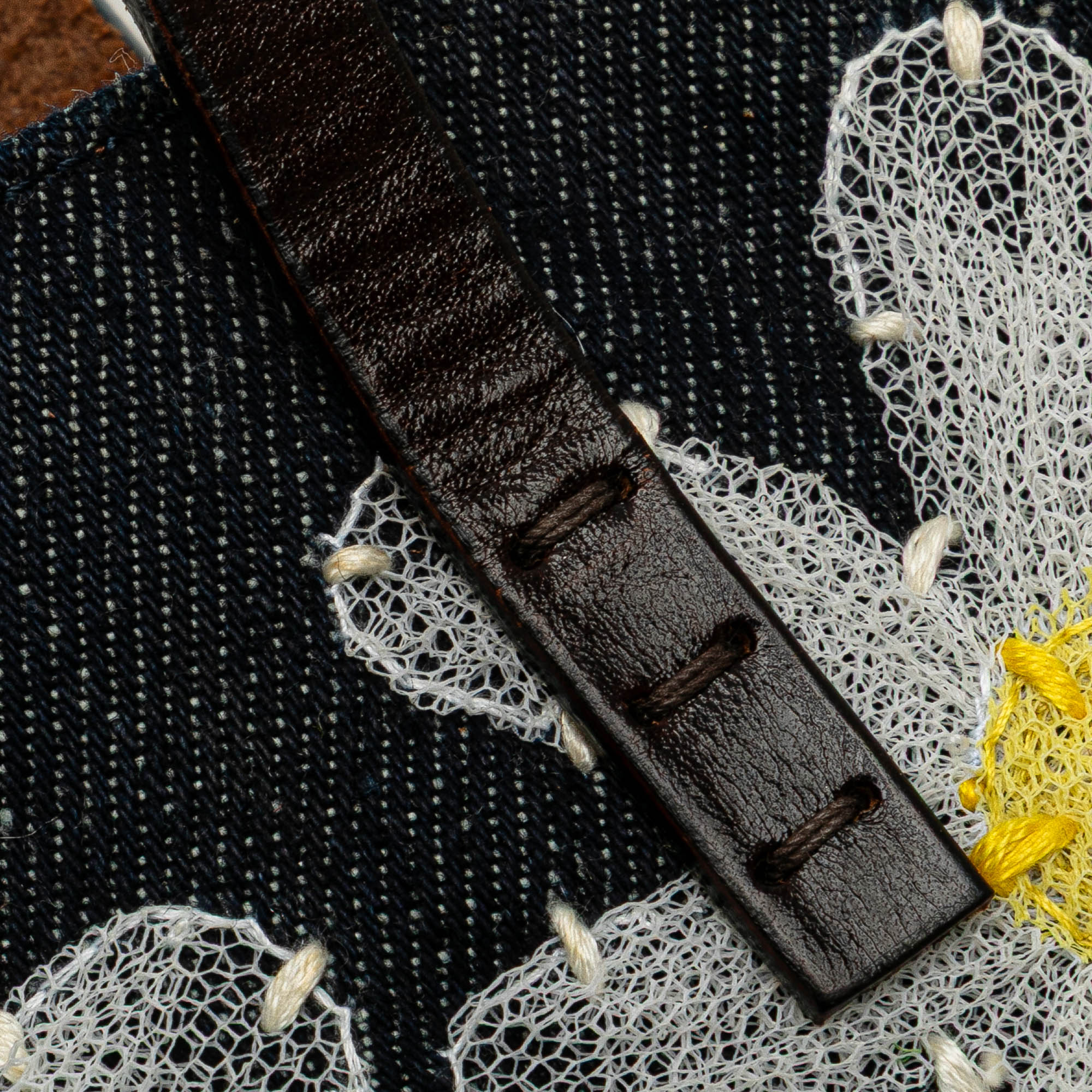Denim Floral Applique Tote