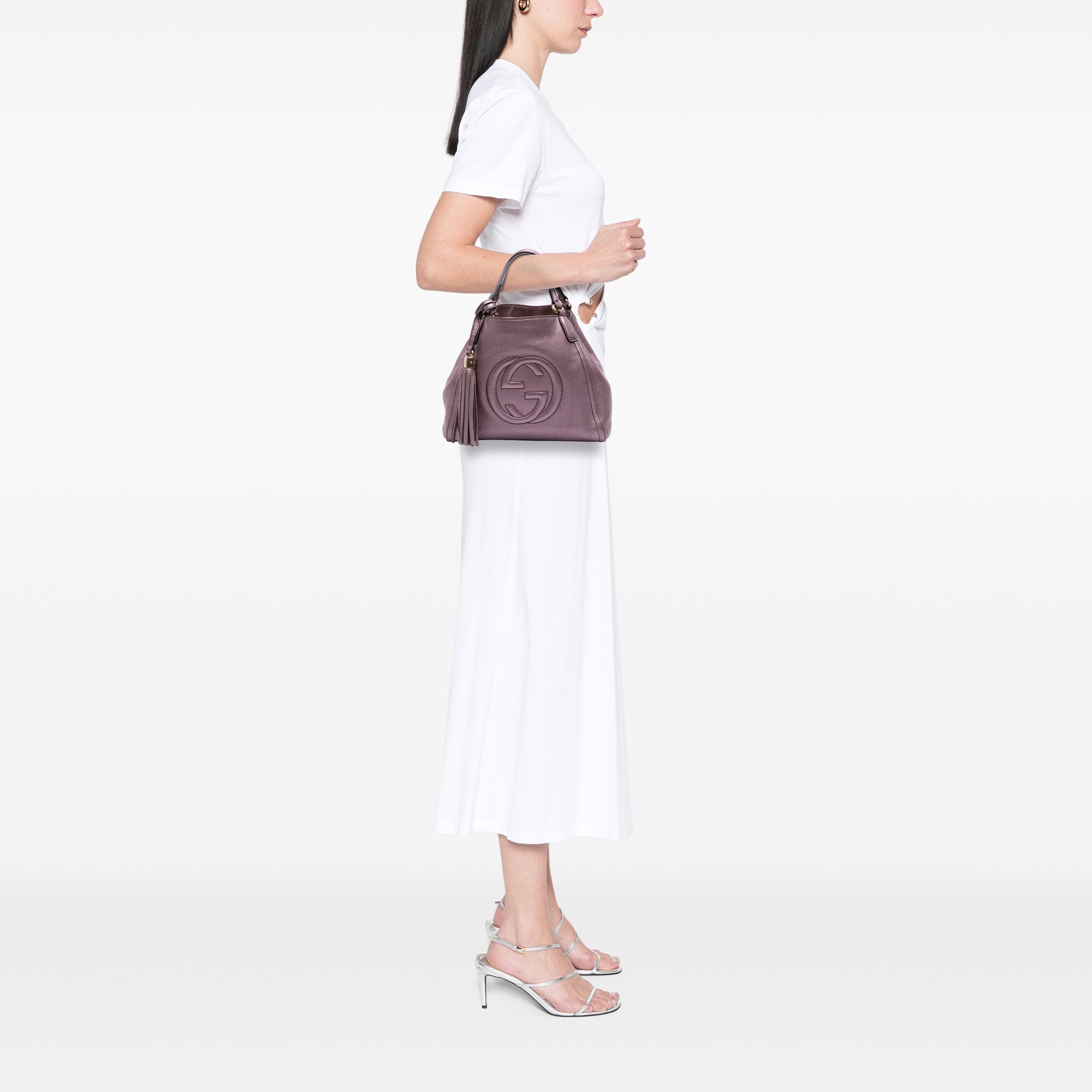 Small Metallic Leather Soho Satchel