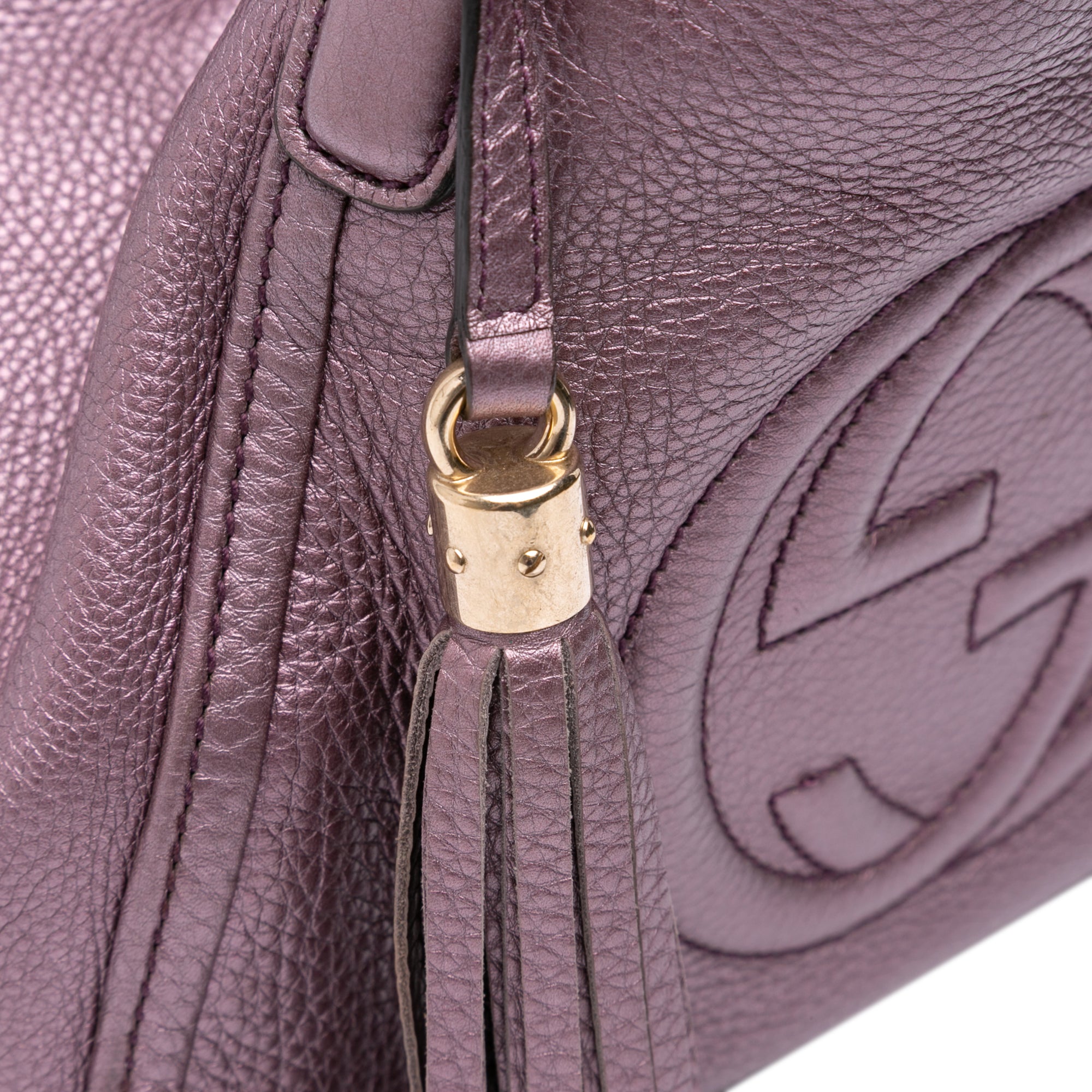 Small Metallic Leather Soho Satchel