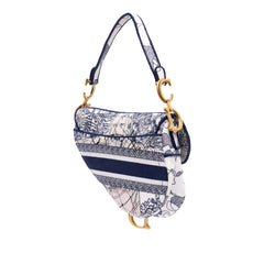 Canvas Embroidered Around the World Saddle Bag