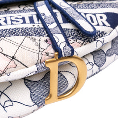Canvas Embroidered Around the World Saddle Bag