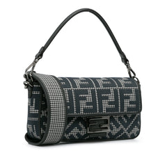 Zucca Houndstooth Wool Baguette Satchel_1