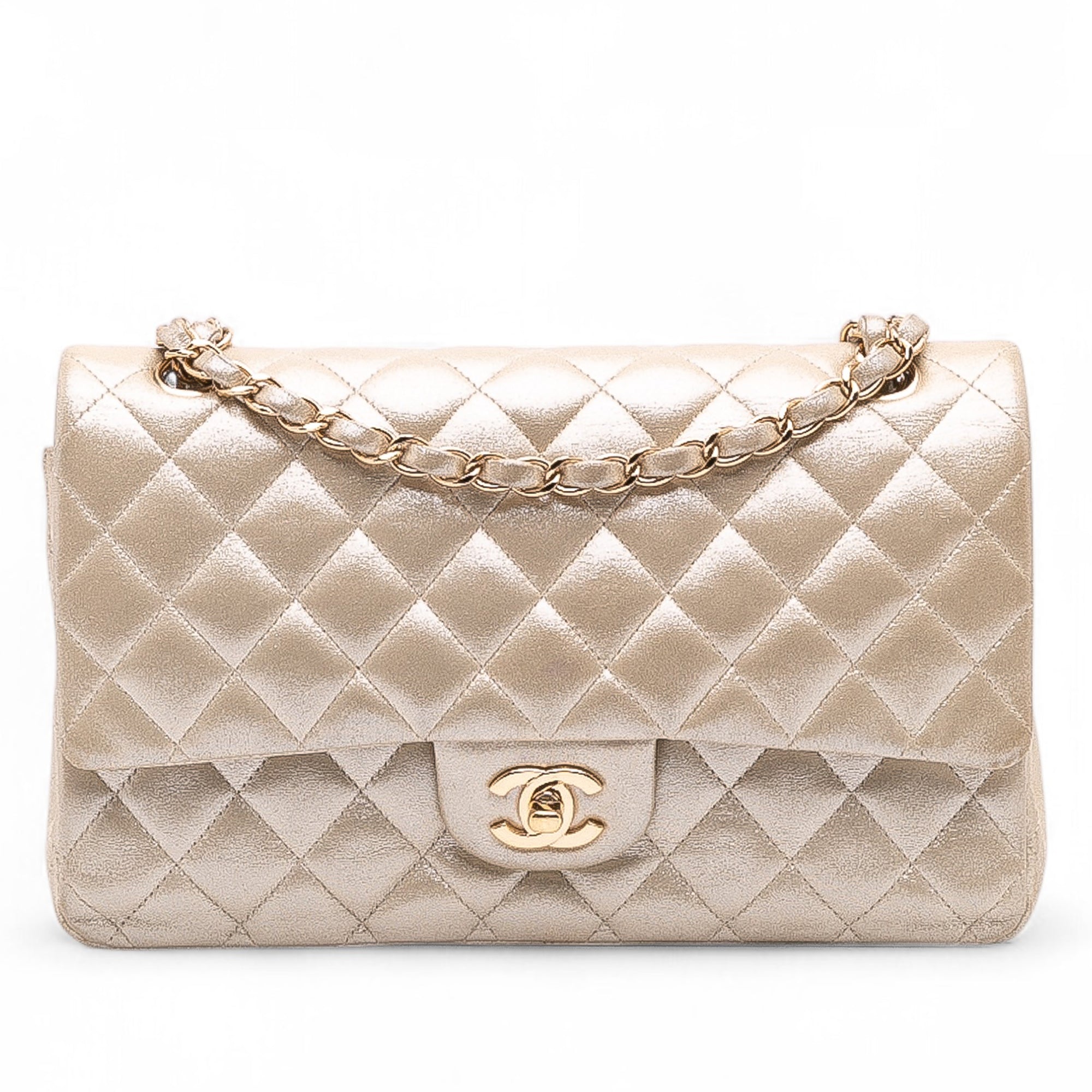Medium Classic Iridescent Lambskin Double Flap