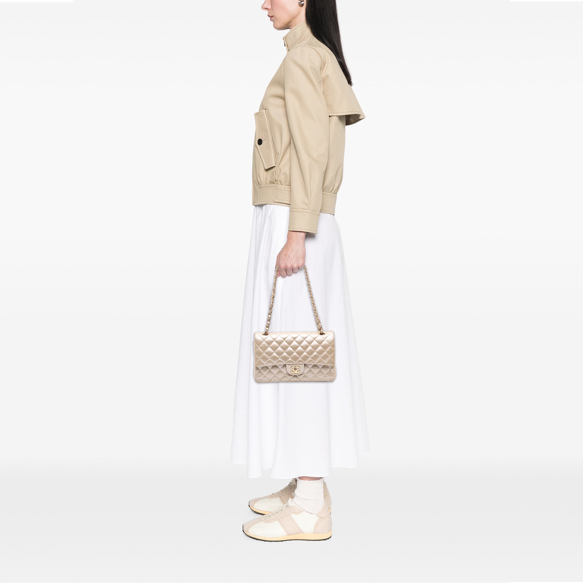 Medium Classic Iridescent Lambskin Double Flap