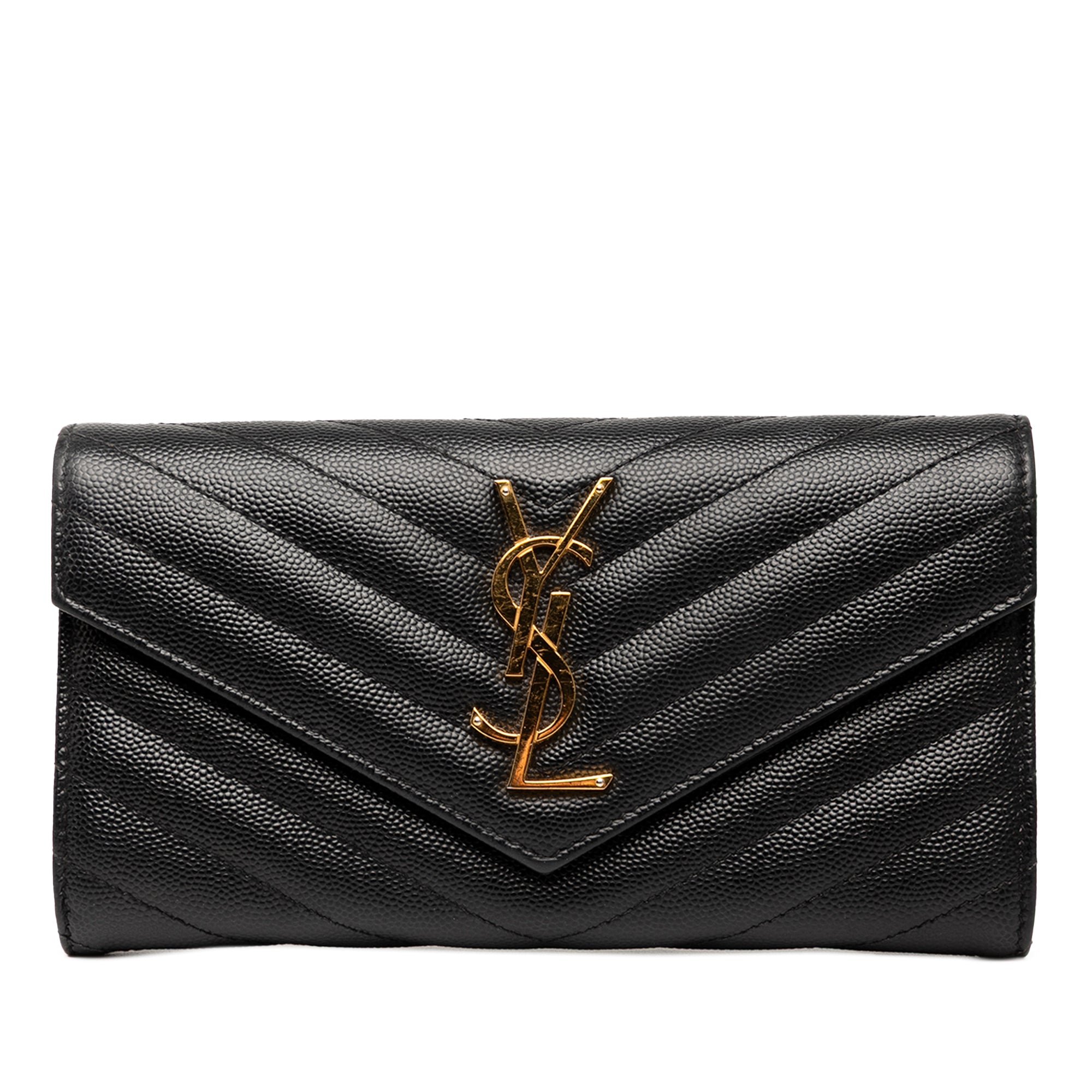 Grain De Poudre Matelasse Chevron Monogram Flap Wallet