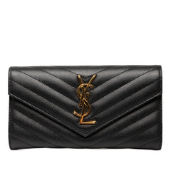 Grain De Poudre Matelasse Chevron Monogram Flap Wallet
