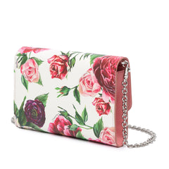 Leather Floral Print Dauphine Wallet On Chain