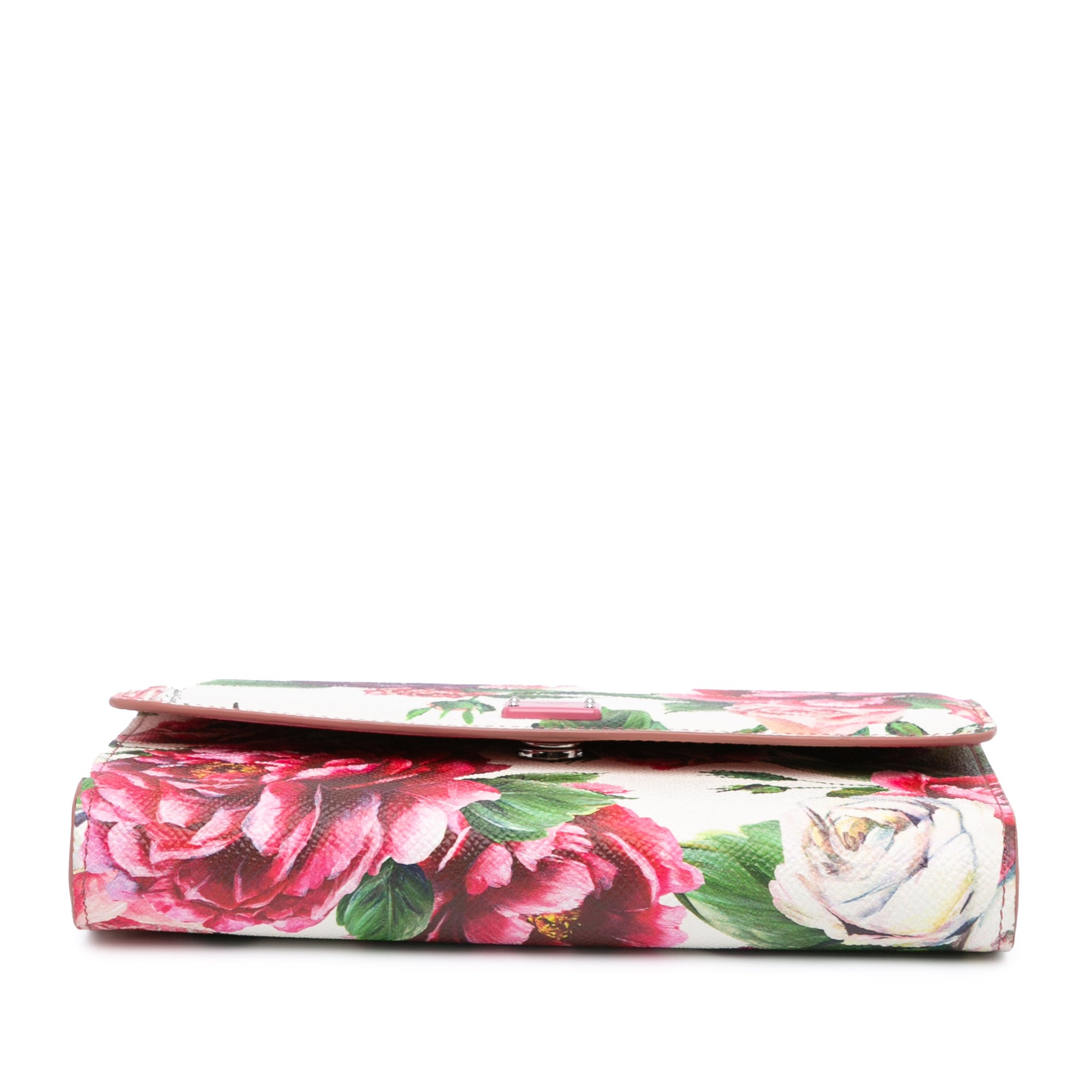 Leather Floral Print Dauphine Wallet On Chain