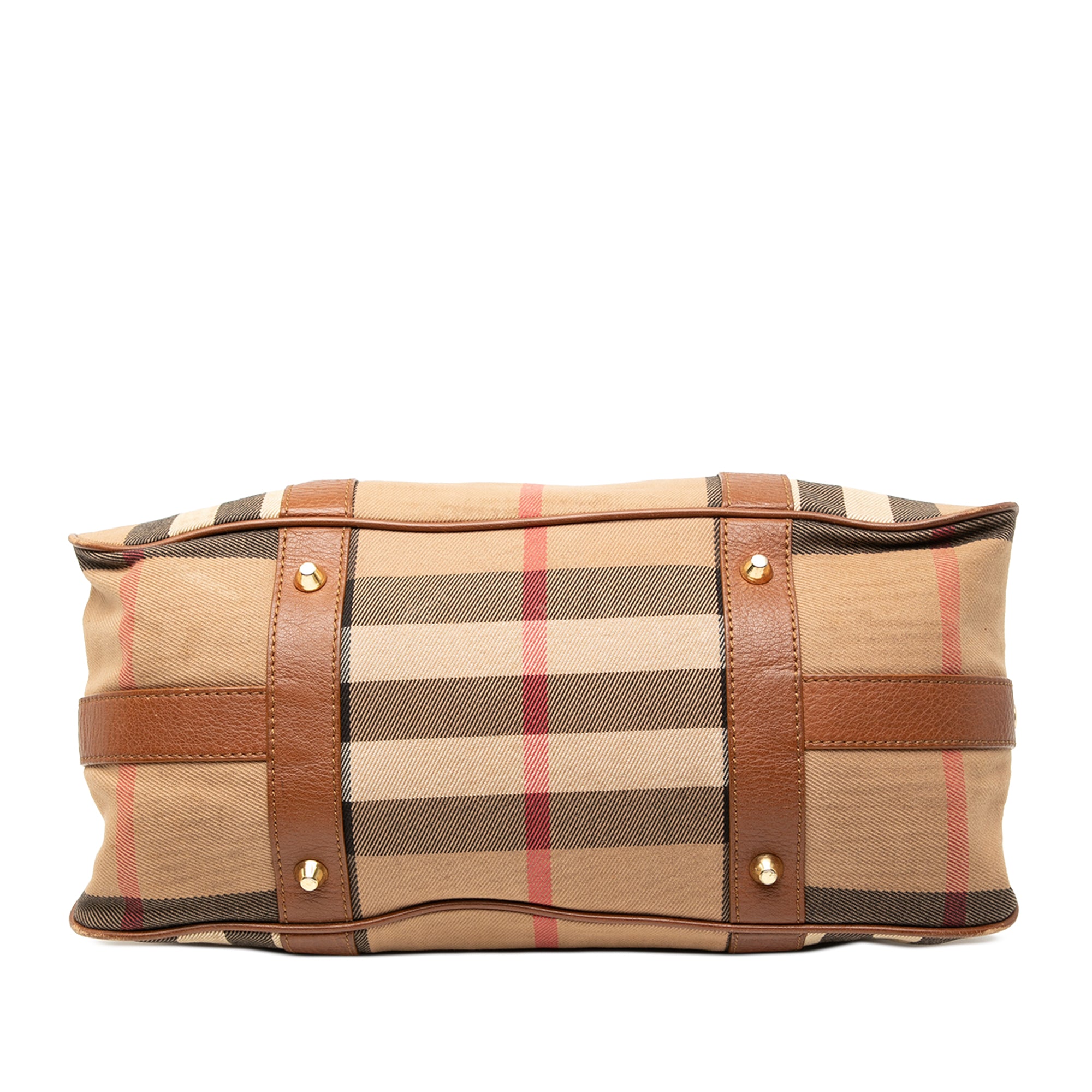 Leather Trimmed House Check Canvas Handbag