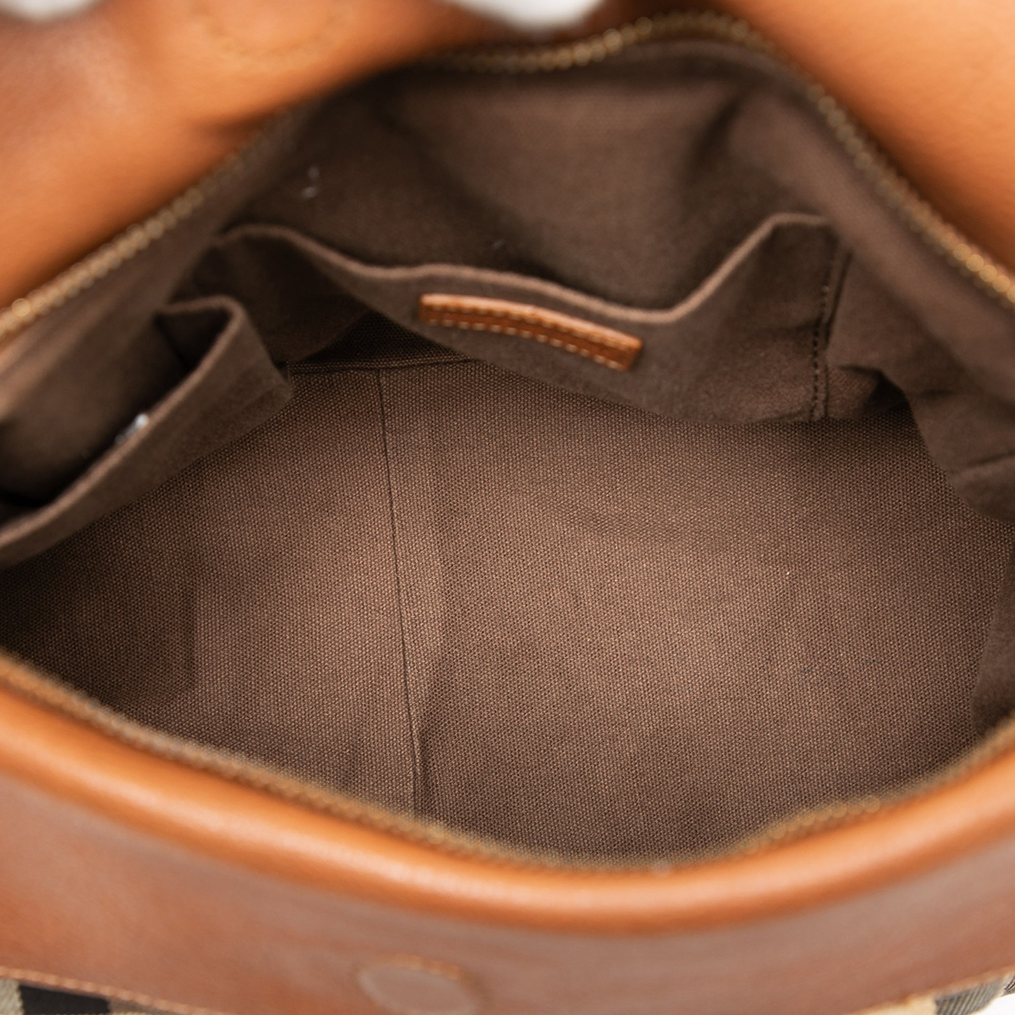 Leather Trimmed House Check Canvas Handbag