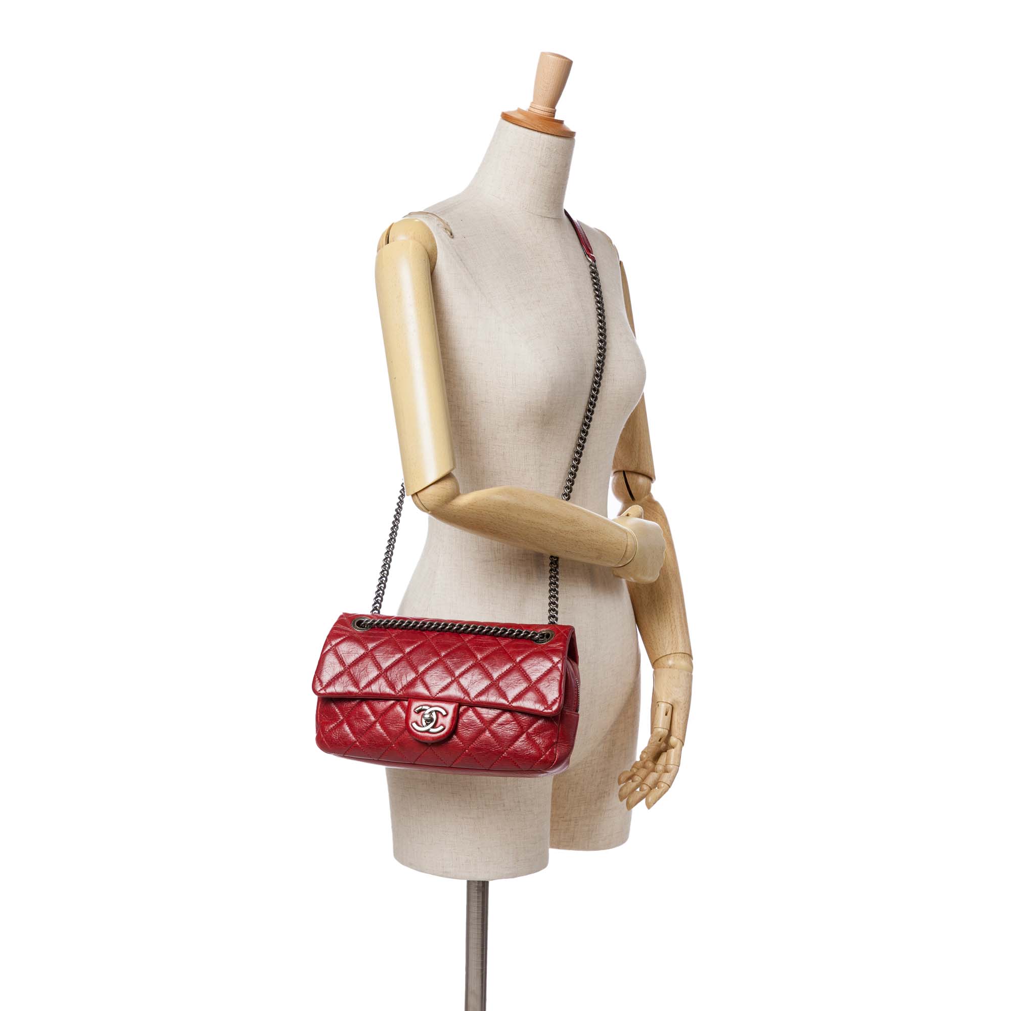 Medium Glazed Calfskin Duo Color Flap