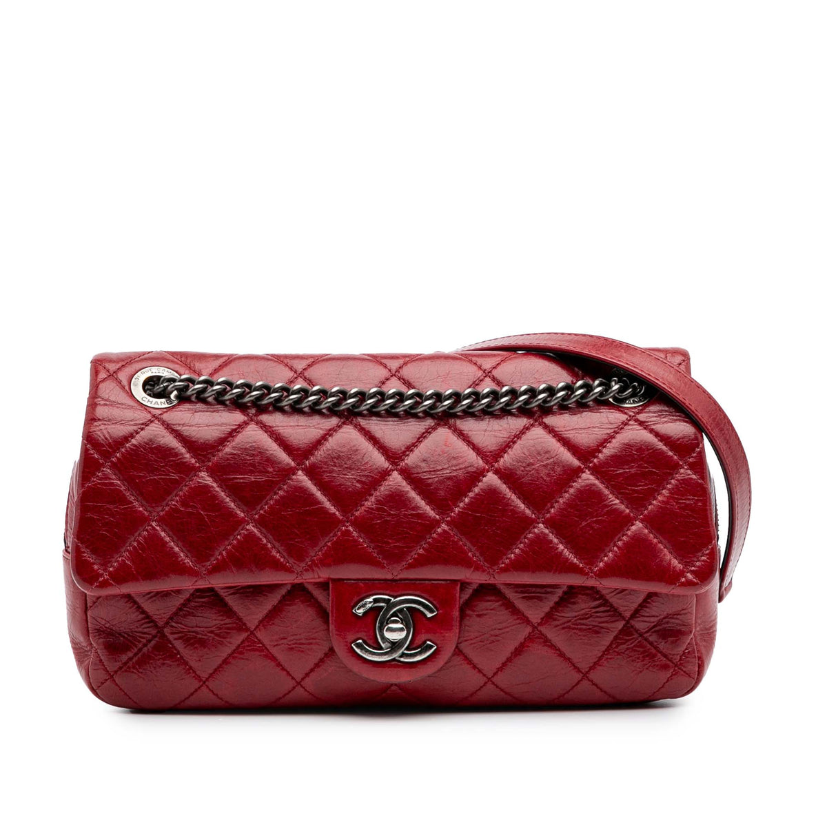 Medium Glazed Calfskin Duo Color Flap
