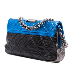 Multicolor Metallic Quilted Calfskin Modern Chain Flap Frame Bag