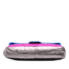 Multicolor Metallic Quilted Calfskin Modern Chain Flap Frame Bag