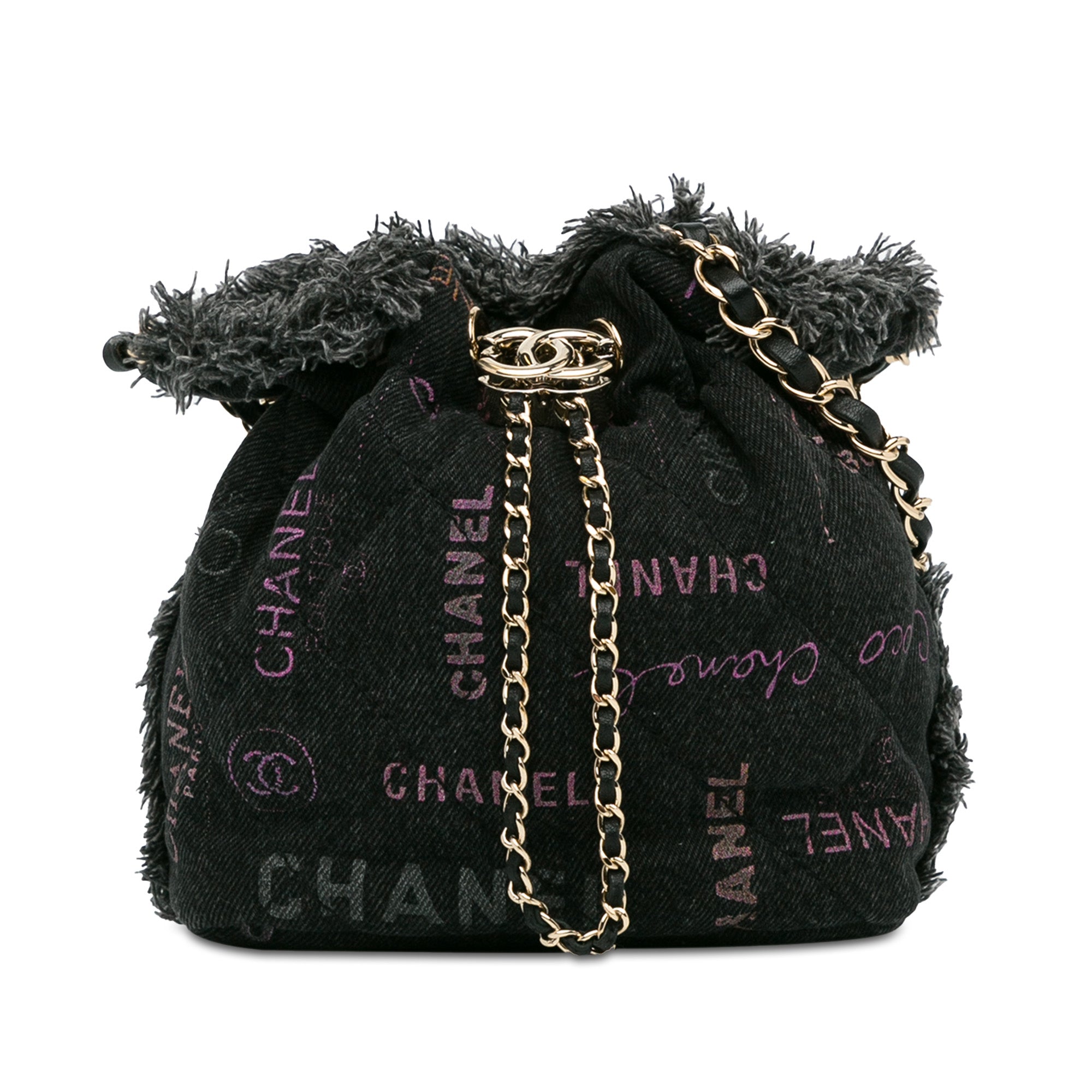 Small Denim Mood Bucket with Chain_0