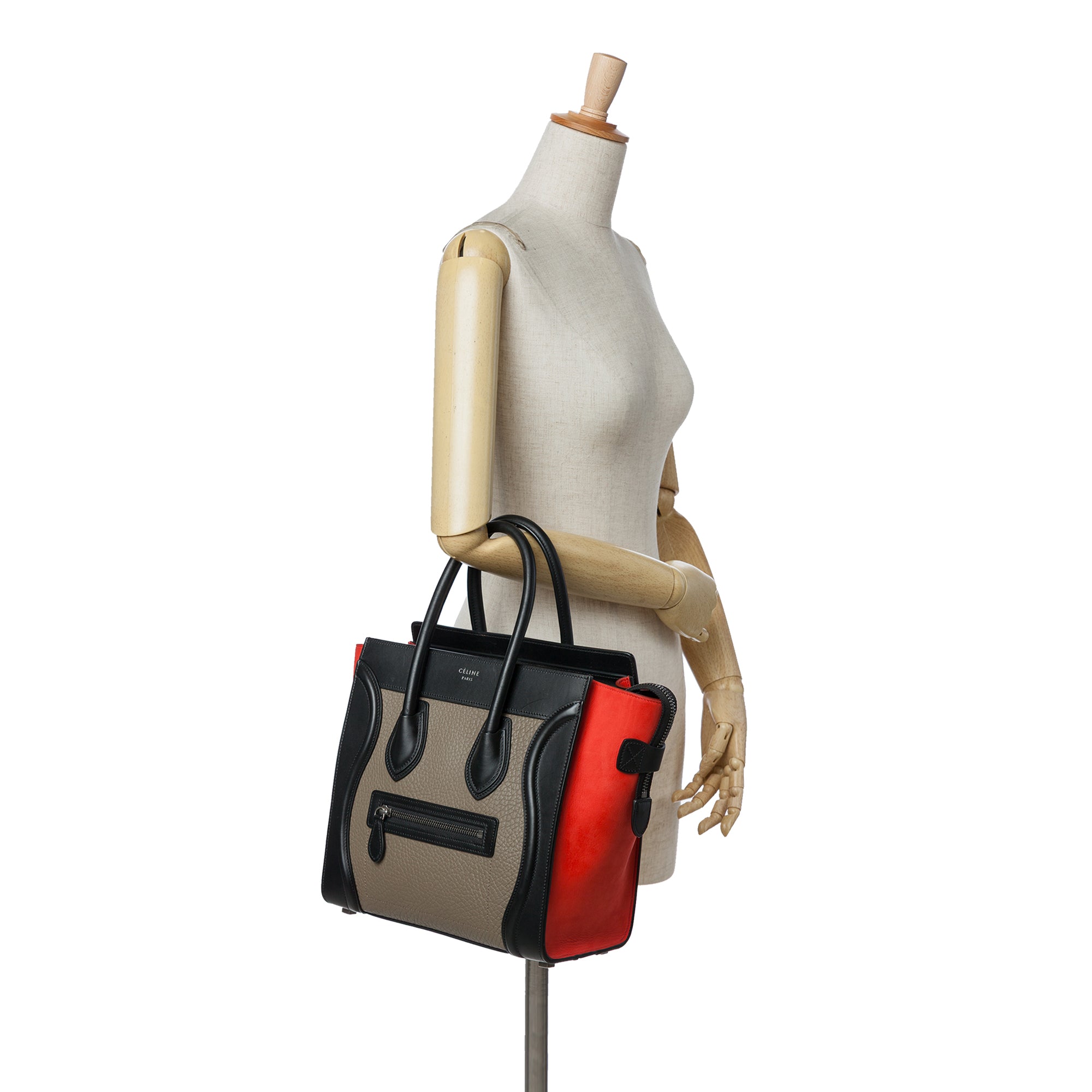 Micro Tricolor Leather Luggage Tote