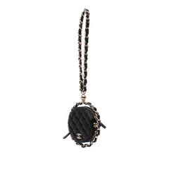 CC Quilted Lambskin Round Chain Around Clutch With Chain