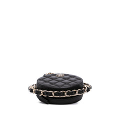 CC Quilted Lambskin Round Chain Around Clutch With Chain